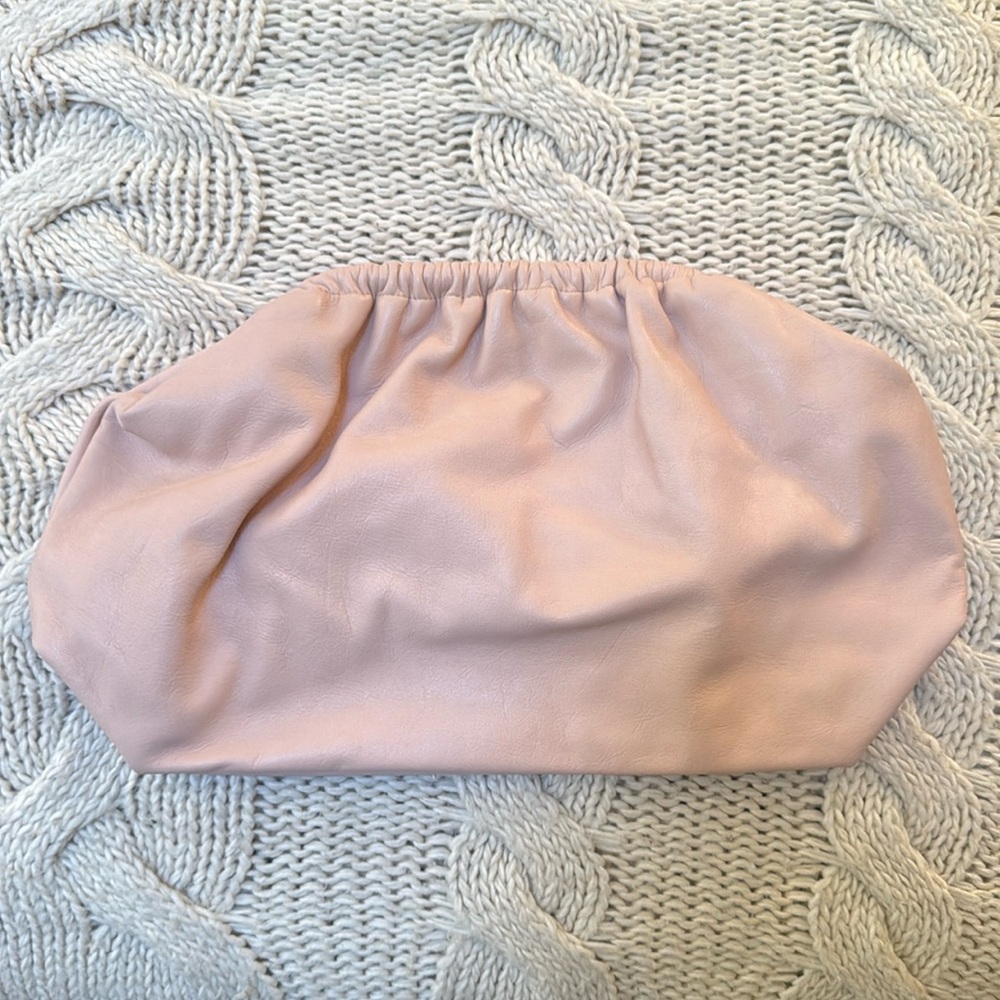 Blush Pink Faux Leather Pouch Clutch